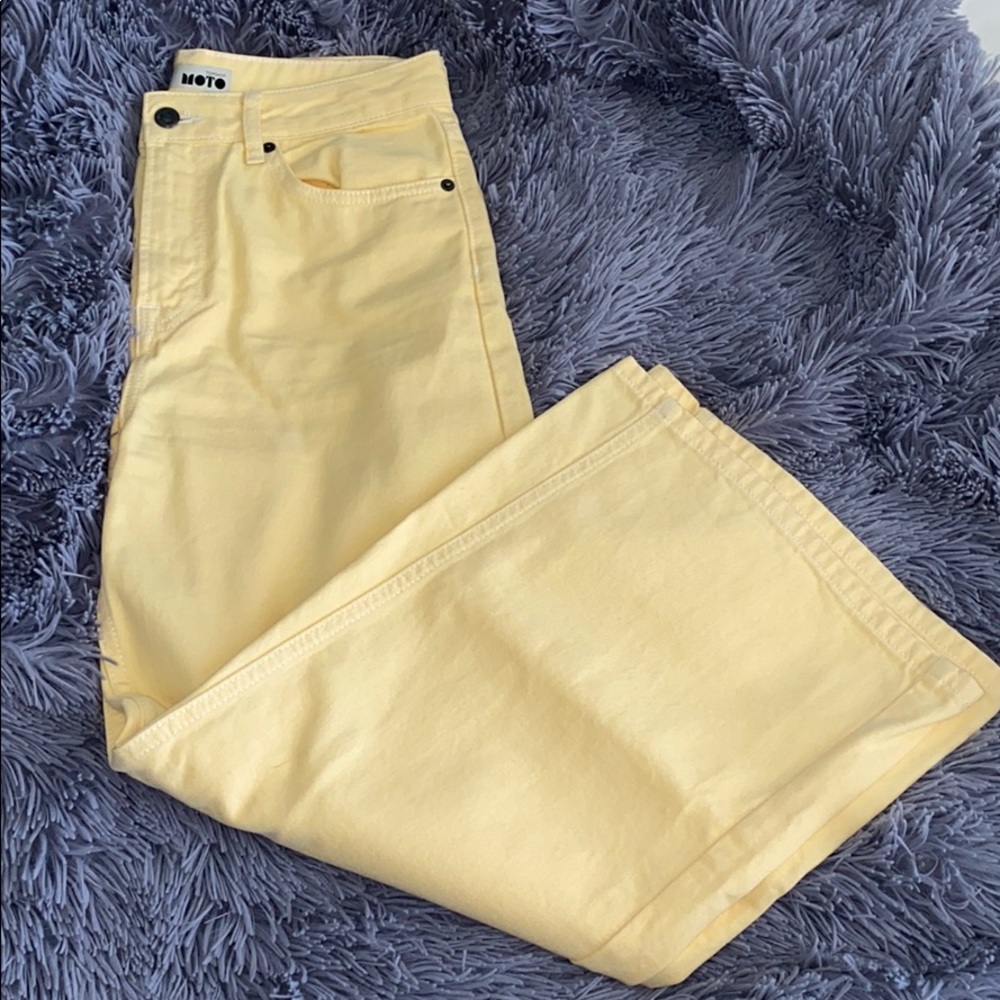 Top shop Moto Yellow Wide Leg Jeans W/CUSTOM PAINT